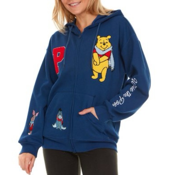 Disney Winnie the Pooh Licensed Ladies Character Holiday Full Zip Up Hoodie - Picture 3 of 8